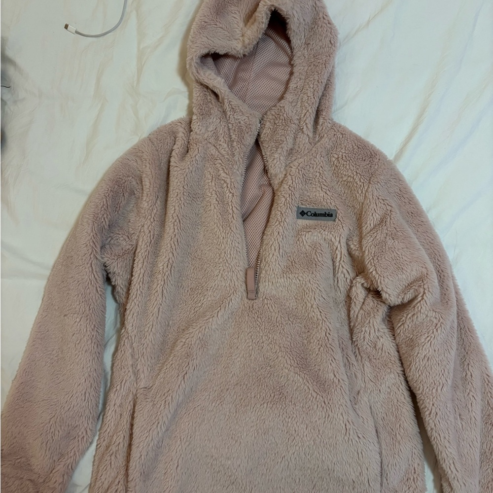 Columbia Fleece Hoodie in baby pink (more pink in person)